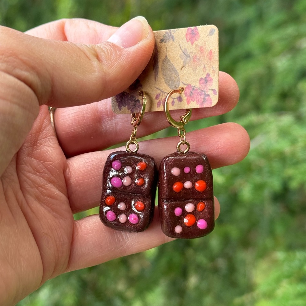Polymer clay cosmic brownies Earrings